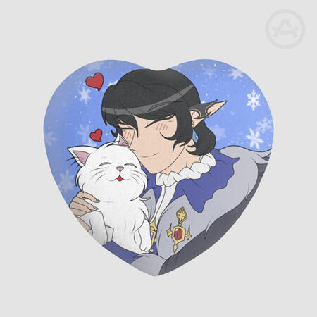 Aymeric &amp; Cat Plush Heart Badge